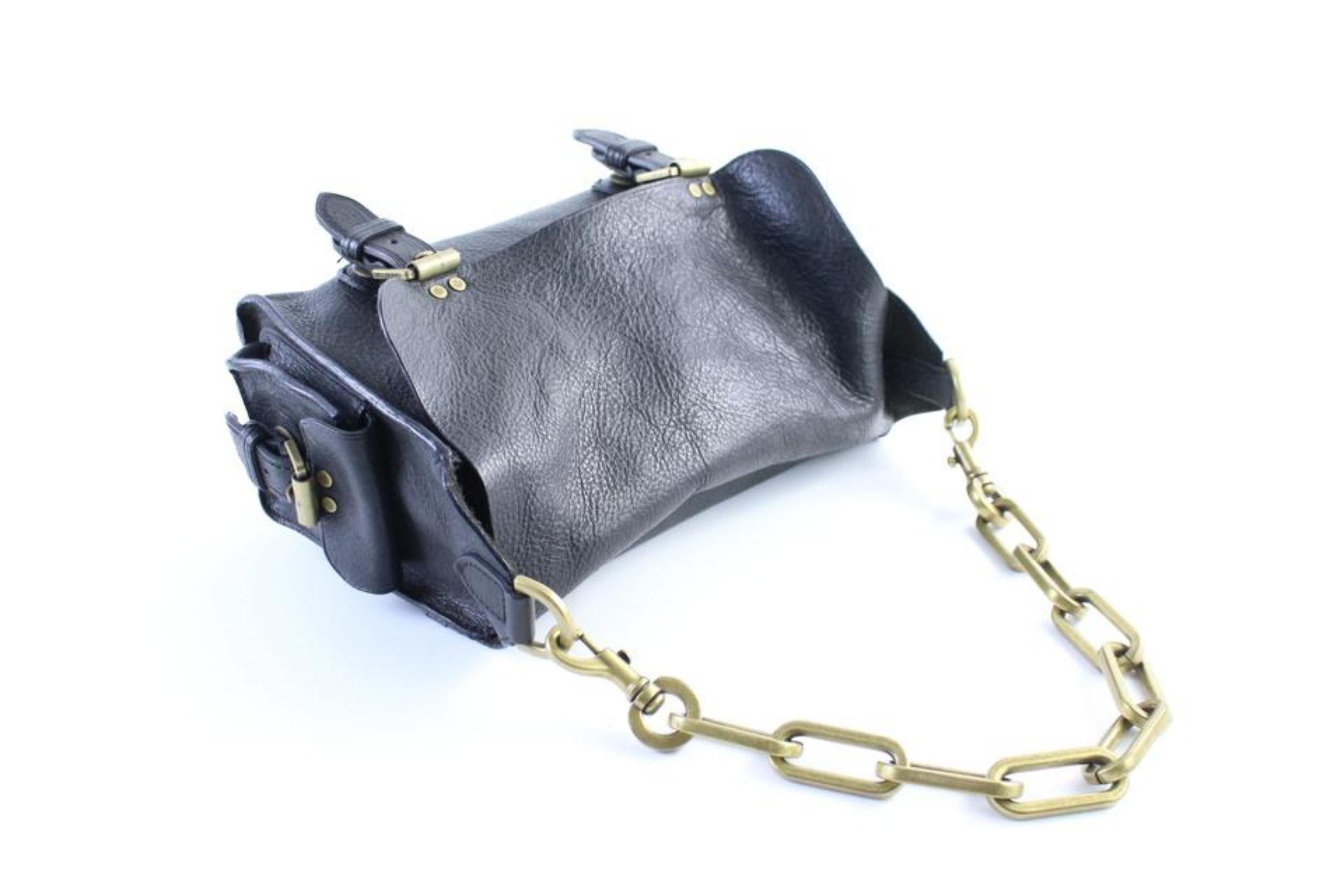 Mulberry Brooke Chain Flap 30mr0315 Black Leather Shoulder Bag For Sale 2