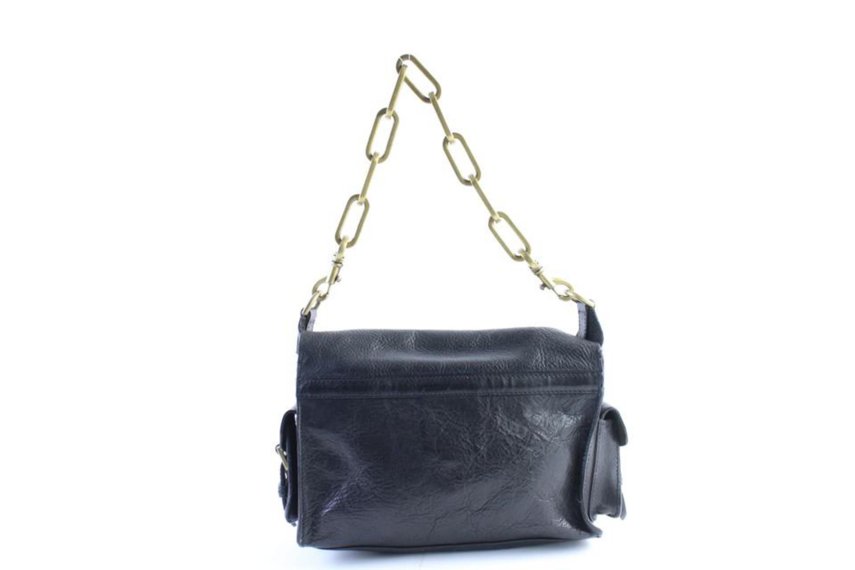 Mulberry Brooke Chain Flap 30mr0315 Black Leather Shoulder Bag For Sale 4