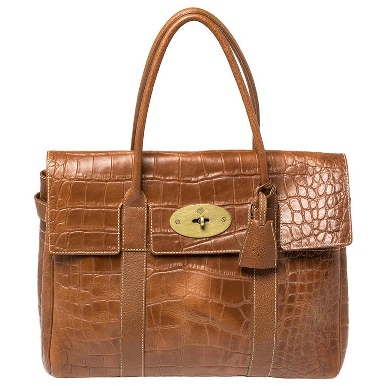 Mulberry Brown Croc Embossed Leather Bayswater Satchel at 1stDibs | mulberry  1025858, mulberry bayswater croc leather