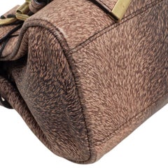 Mulberry Brown Fur Embossed Alexa Mini Satchel