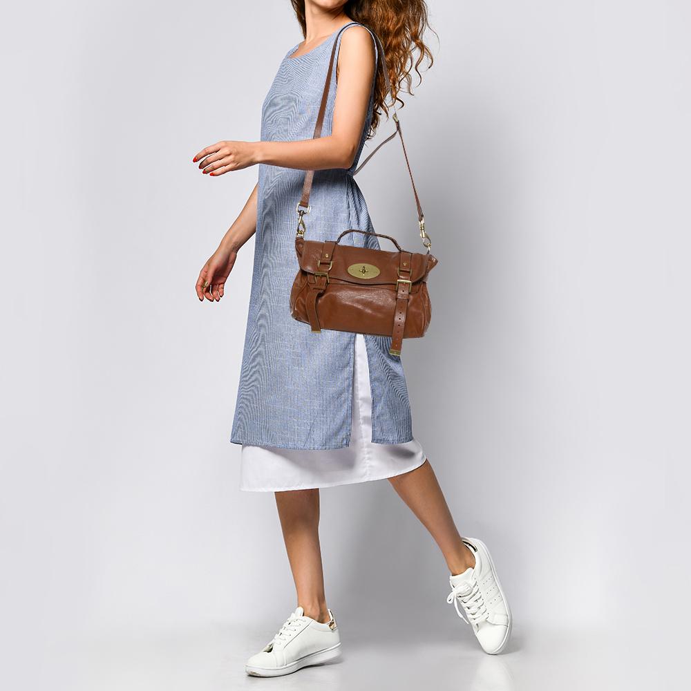 Mulberry Brown Leather Alexa Satchel In Fair Condition In Dubai, Al Qouz 2