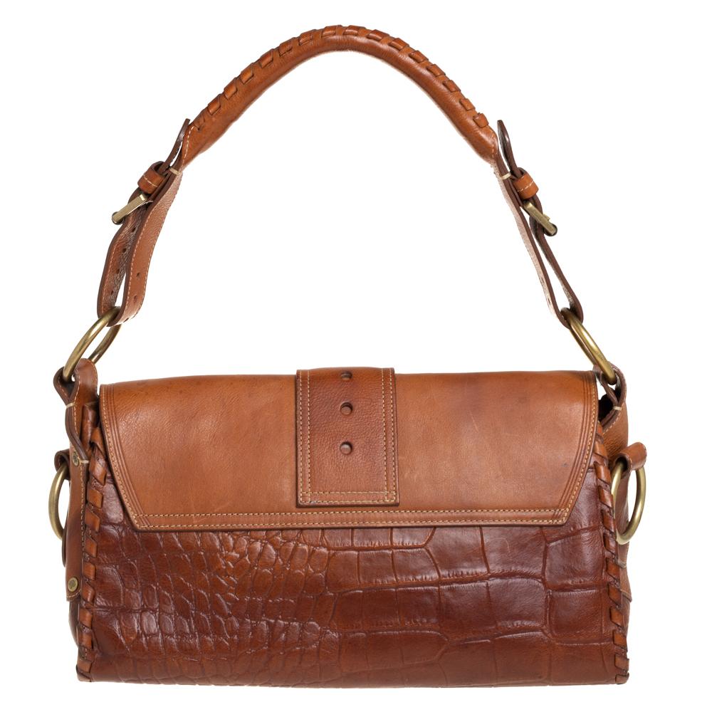 Mulberry Braun Leder Schnalle Klappe Top Handle Tasche im Zustand „Gut“ in Dubai, Al Qouz 2
