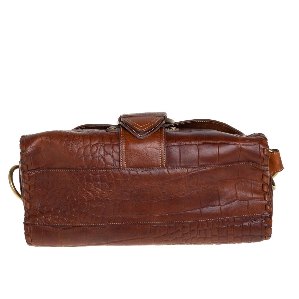 Mulberry Braun Leder Schnalle Klappe Top Handle Tasche 1