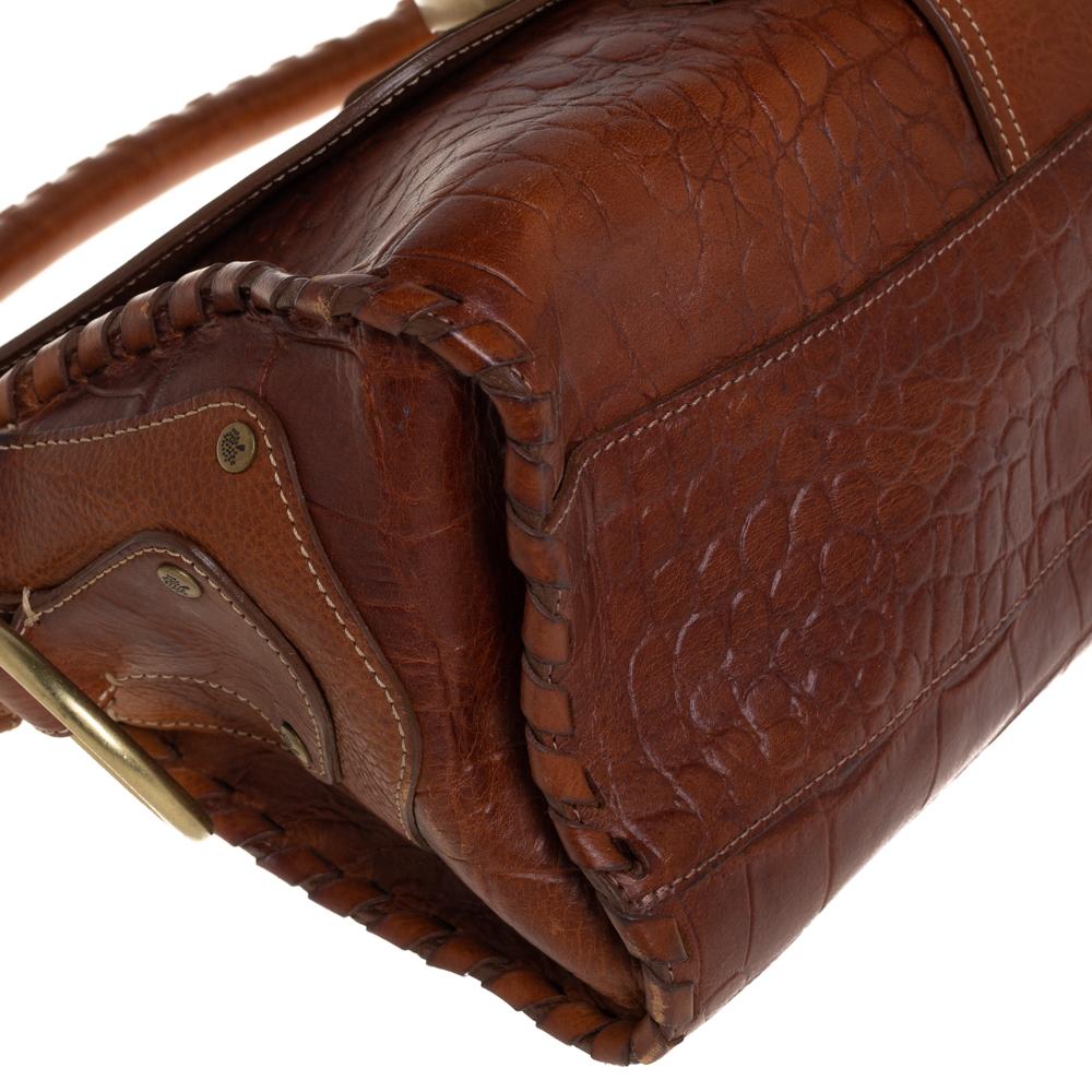 Mulberry Braun Leder Schnalle Klappe Top Handle Tasche 3