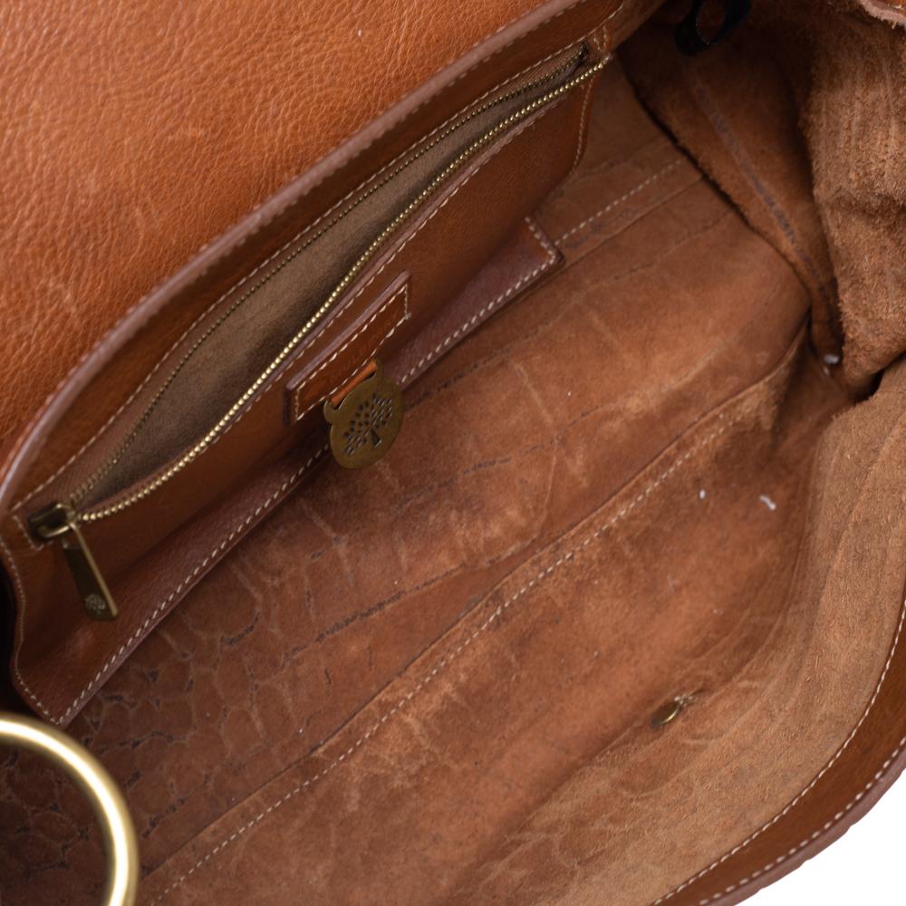 Mulberry Braun Leder Schnalle Klappe Top Handle Tasche 4