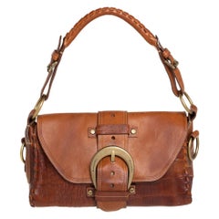 Mulberry Braun Leder Schnalle Klappe Top Handle Tasche