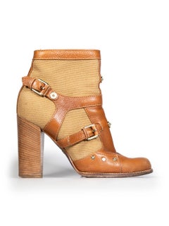 Mulberry Brown Leather Button Detail Boots Size IT 41