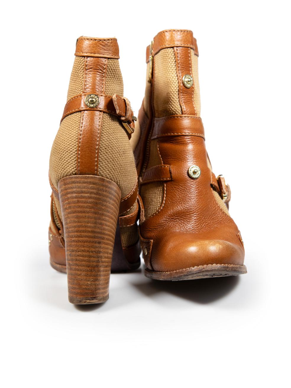 Mulberry Brown Leather Button Detail Boots Size IT 41 In Good Condition For Sale In London, GB