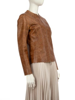 Mulberry Brown Leather Croc Embossed Jacket Size XL