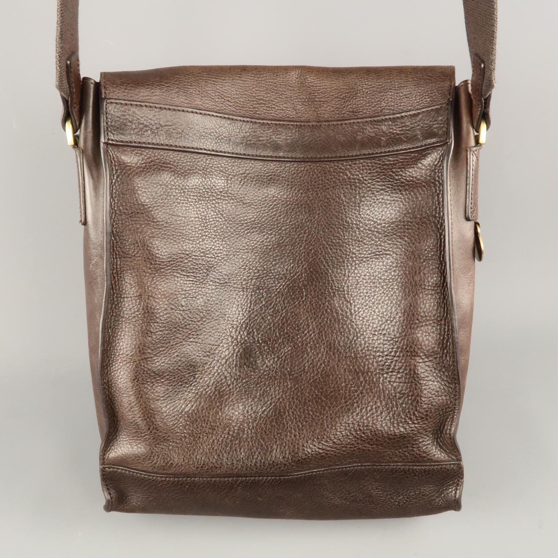 MULBERRY Brown Leather Crossbody Gold Postman Lock Shoulder Bag 1