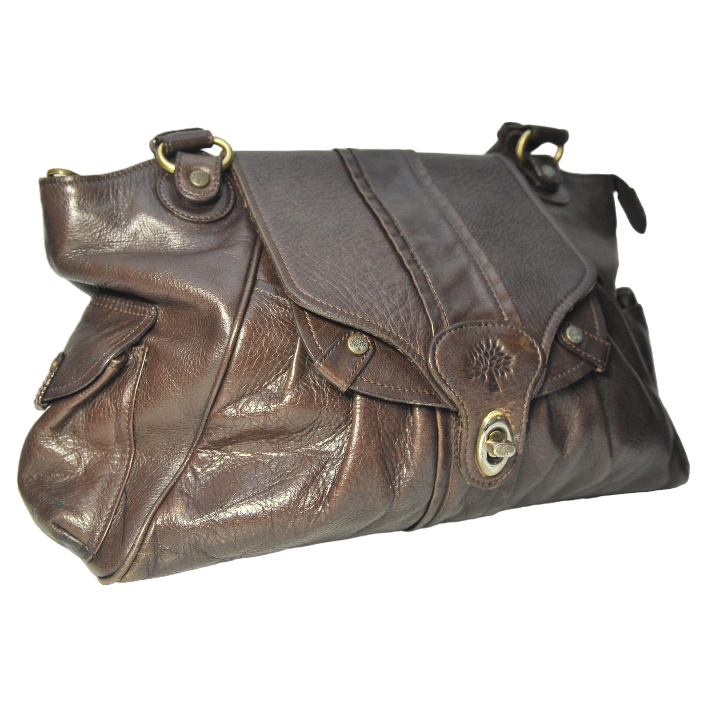 Mulberry Brown Leder Damen Handtasche mit großen Loop Griffe.

Komplett mit original kastanienbraunem Mulberry-Staubbeutel