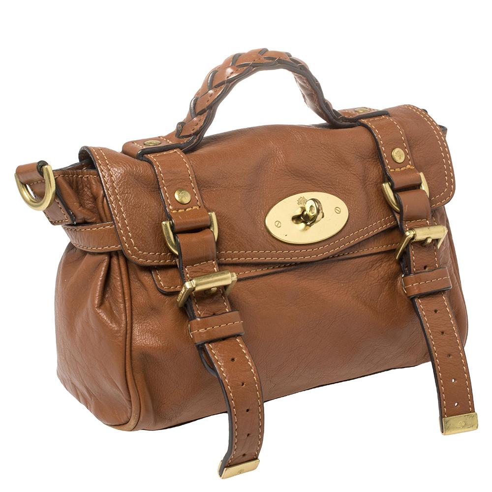 Women's Mulberry Brown Leather Mini Alexa Crossbody Bag