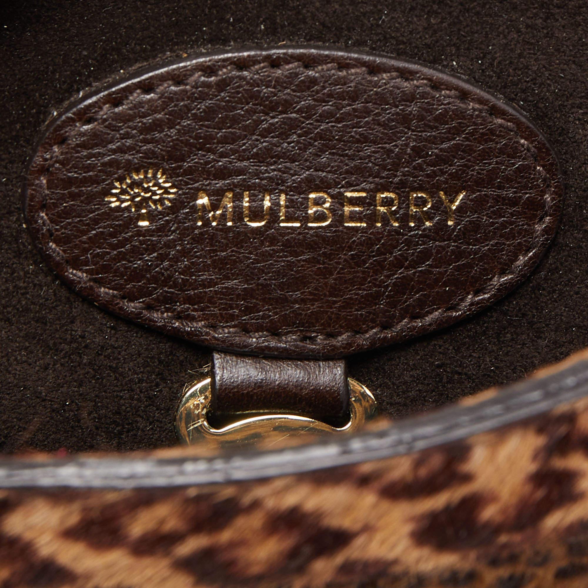 Mulberry Brown Leopard Print Calf Hair Alexa Crossbody Bag 5