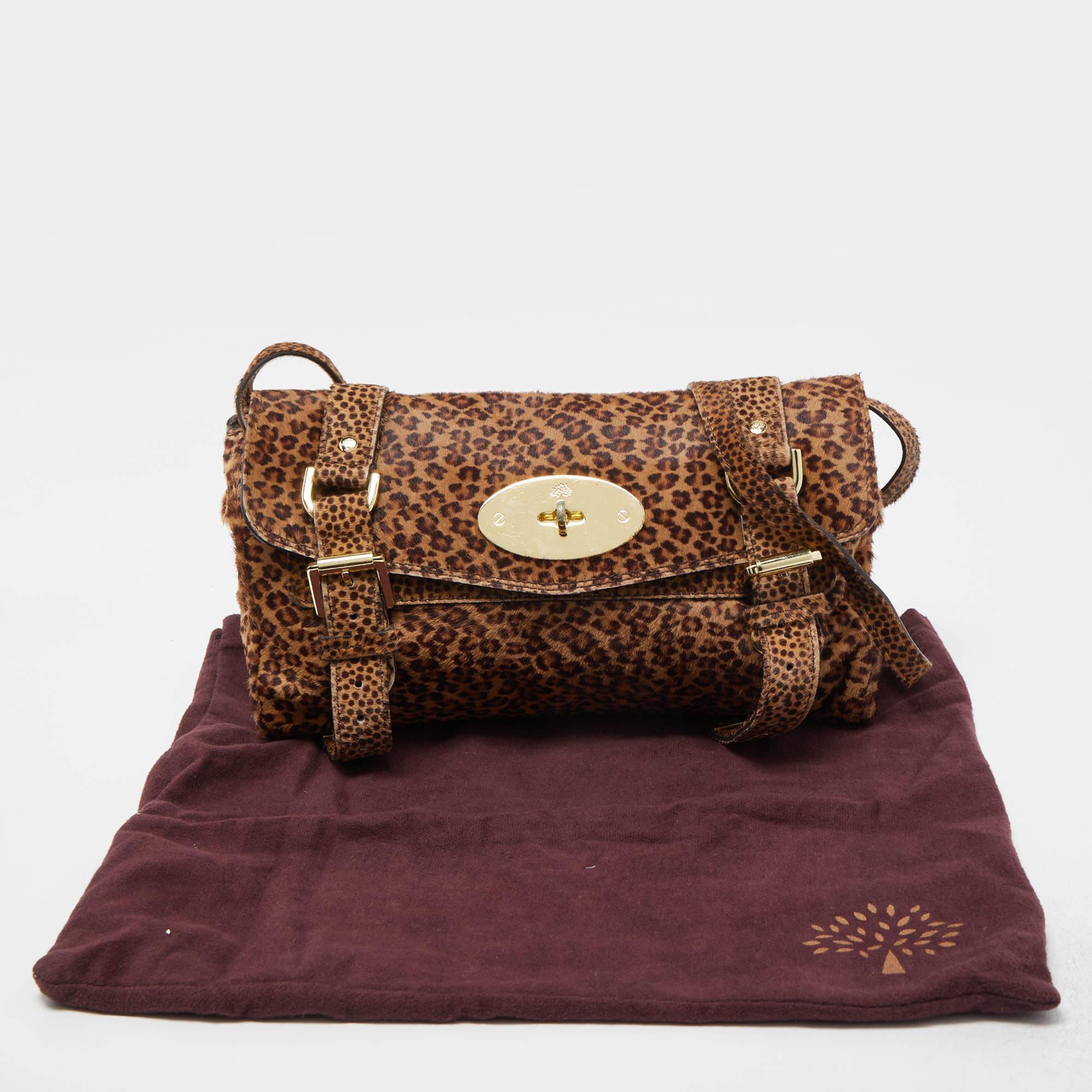 Mulberry Brown Leopard Print Calf Hair Alexa Crossbody Bag 2