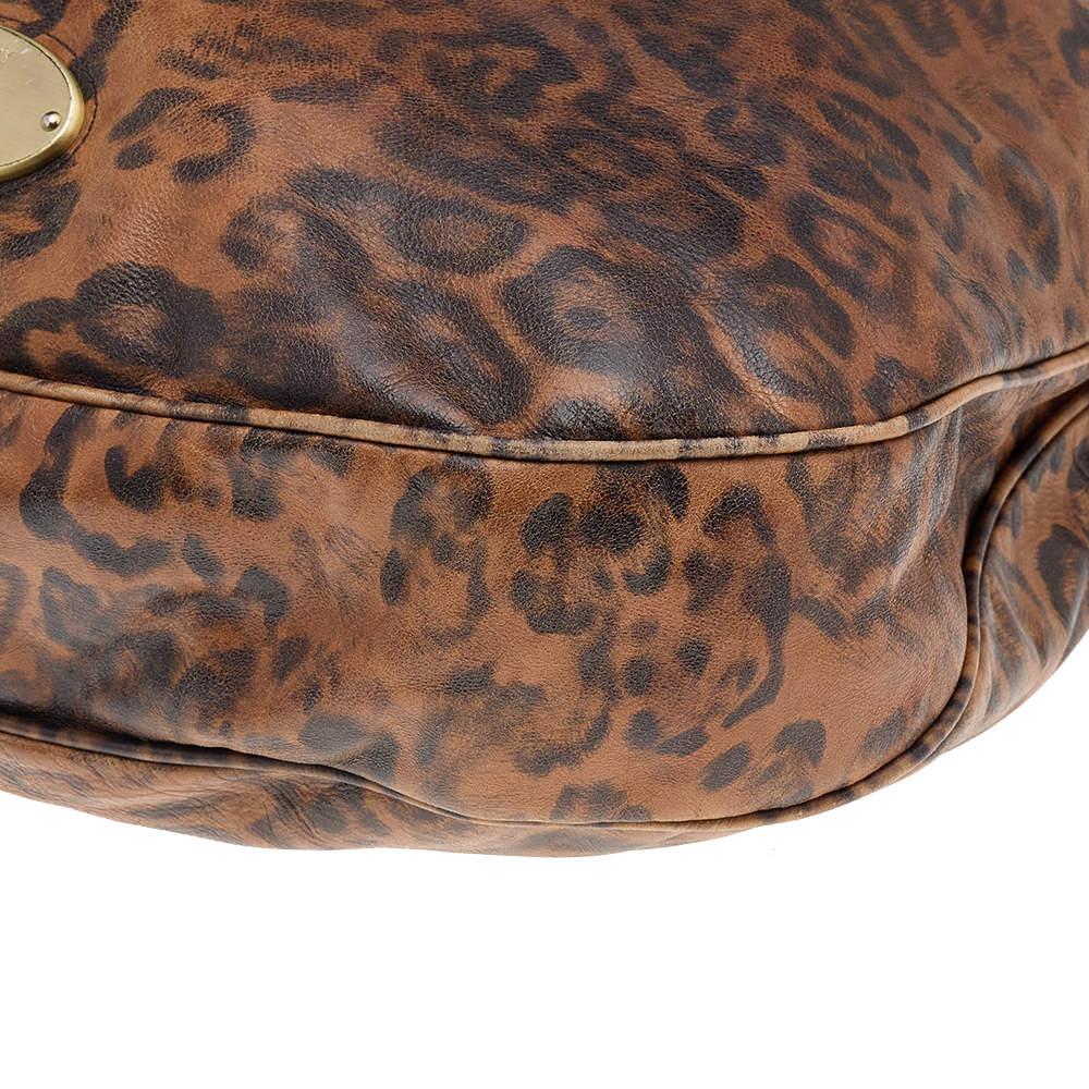 Mulberry Brown Leopard Print Leather Mitzy Hobo For Sale 4