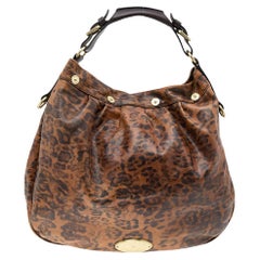 Mulberry Brown Leopard Print Leather Mitzy Hobo