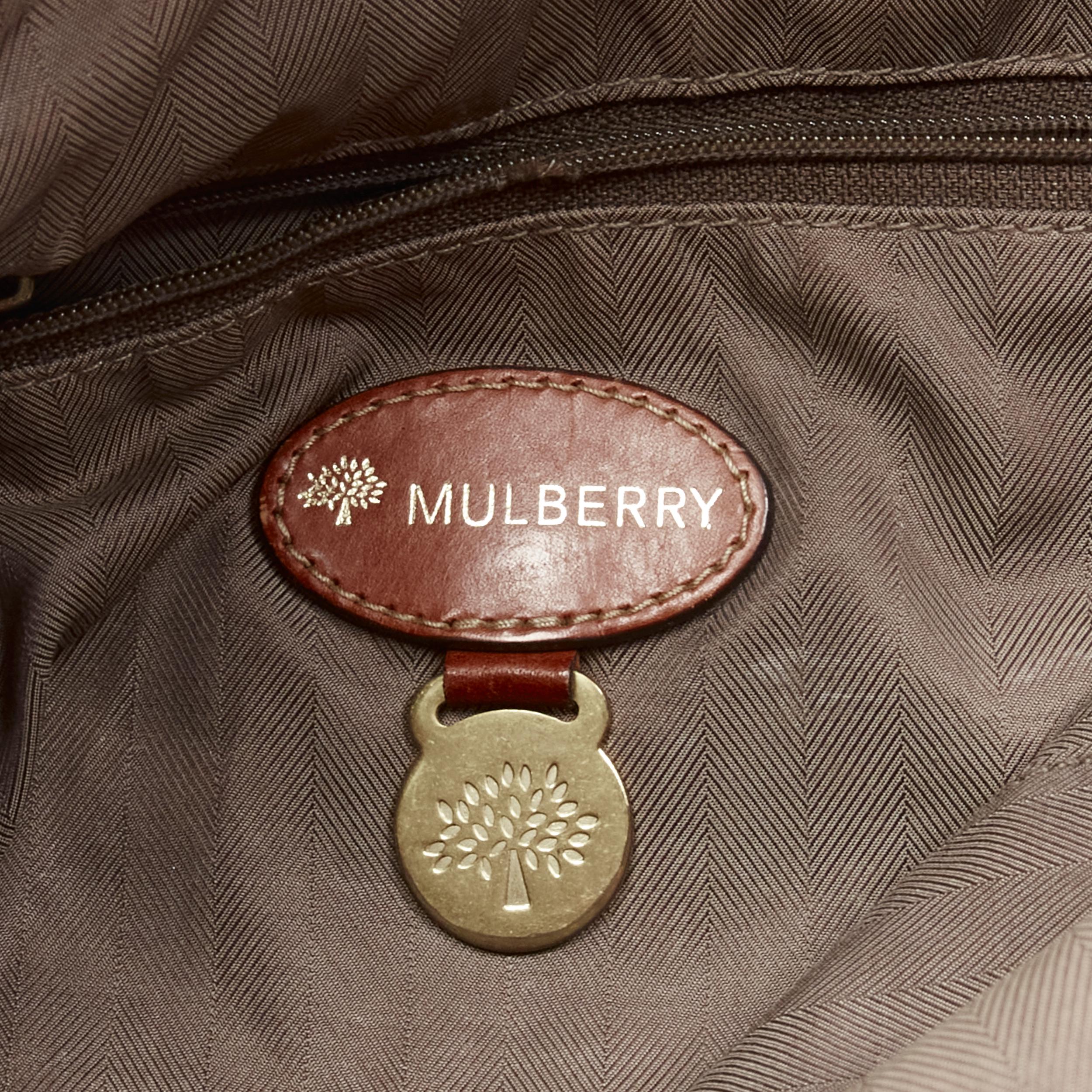 MULBERRY brown logo patch leather vertical tote bag 6