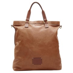 MULBERRY brown logo patch leather vertical tote bag