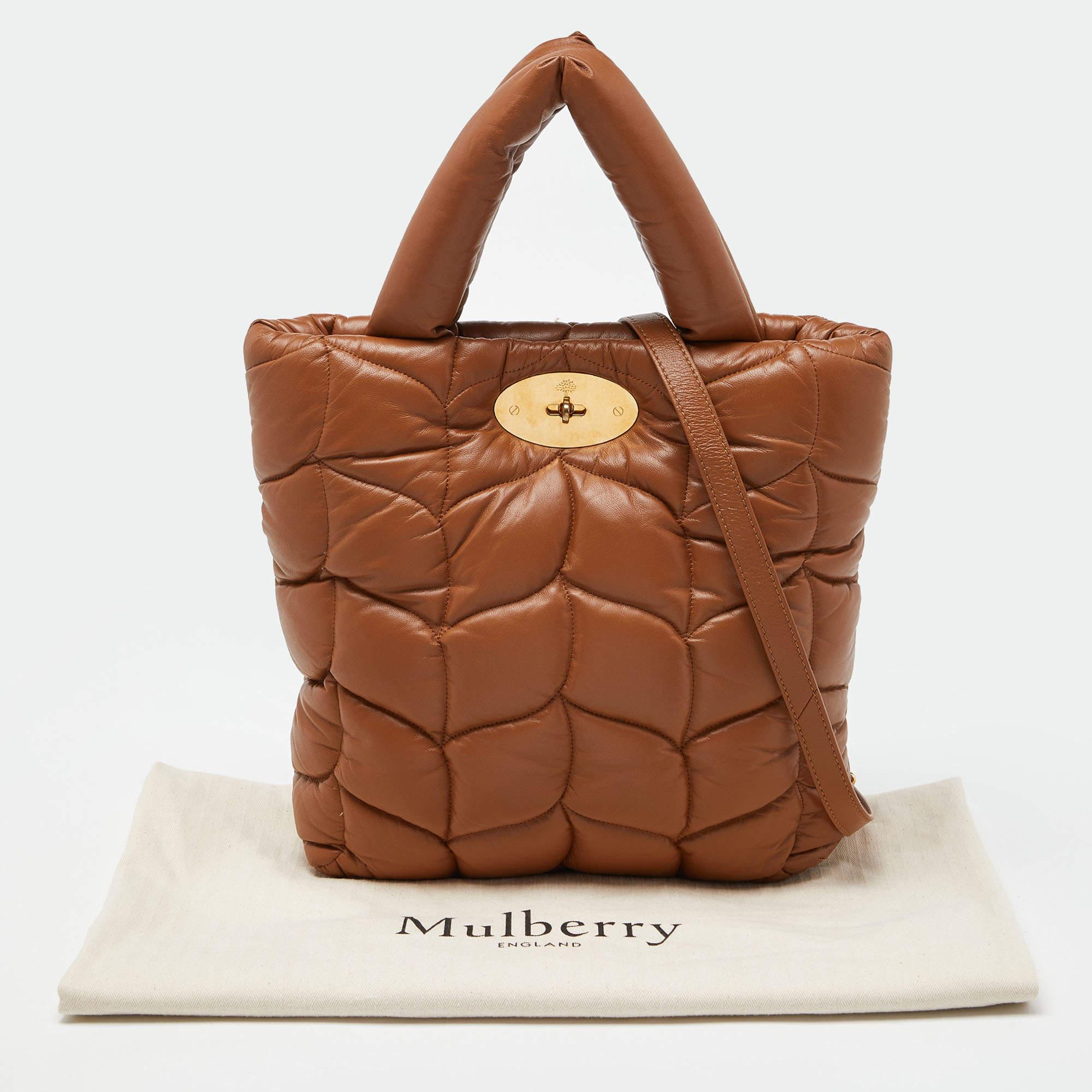 Mulberry Brown Padded Leather Softie Tote For Sale 8