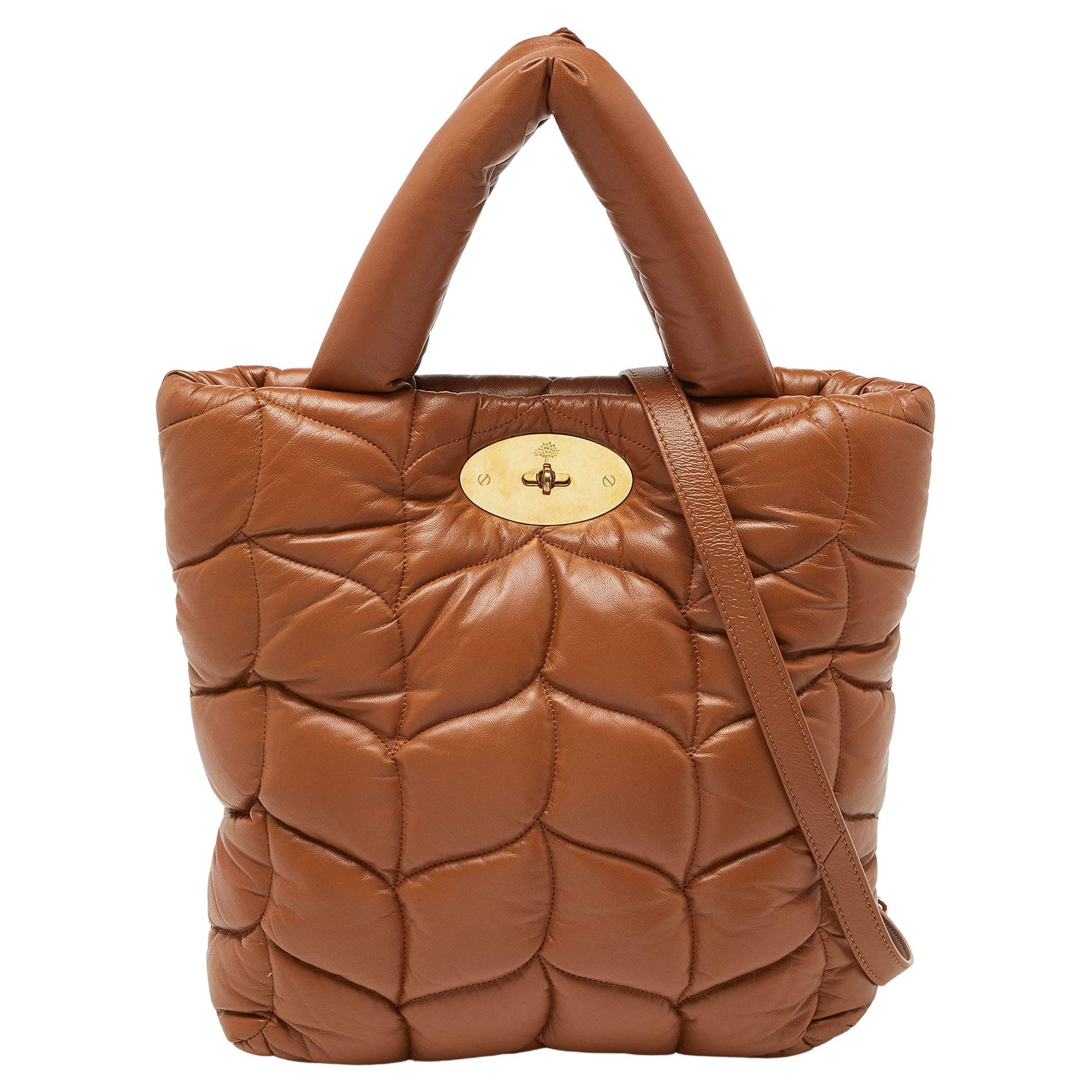 Mulberry Brown Padded Leather Softie Tote For Sale