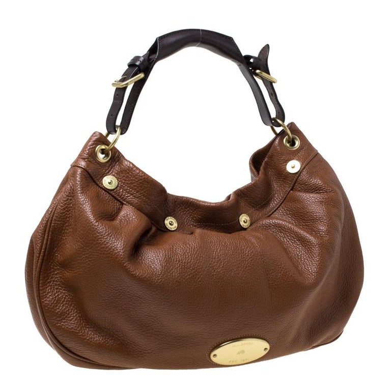 Mulberry Brown Pebbled Leather Mitzy Hobo For Sale at 1stDibs