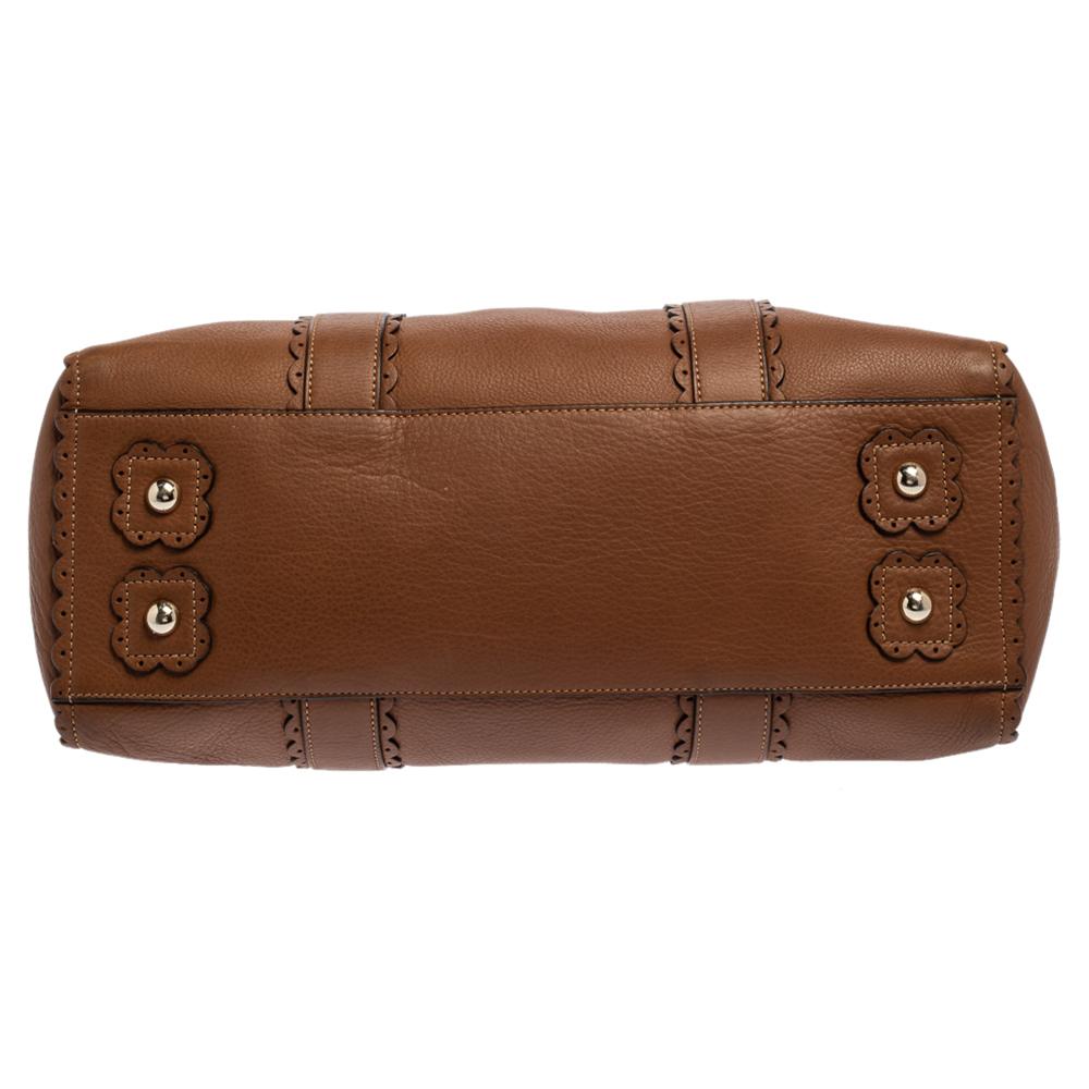Mulberry - Sac à main Bayswater en cuir festonné marron 5