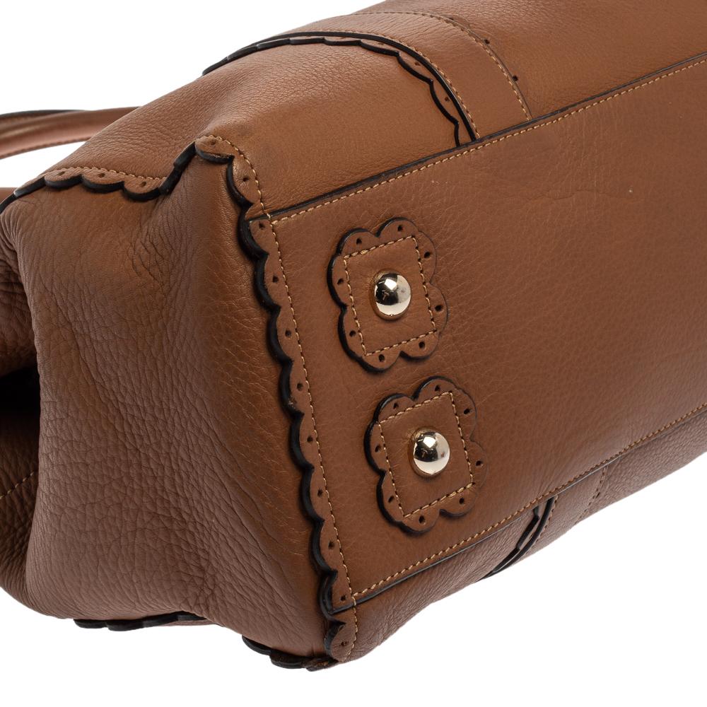 Mulberry - Sac à main Bayswater en cuir festonné marron 6