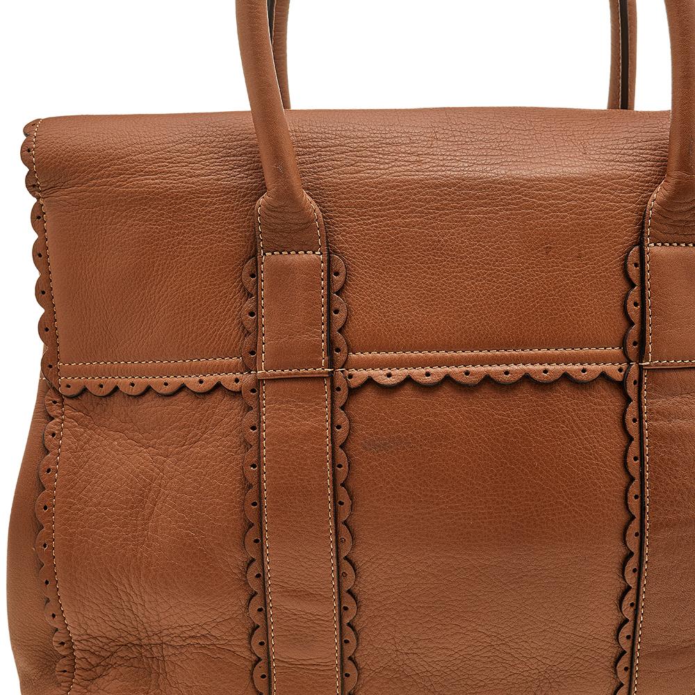 Mulberry Brown Scalloped Leather Bayswater Satchel 1