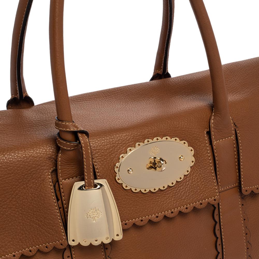 Mulberry - Sac à main Bayswater en cuir festonné marron 3