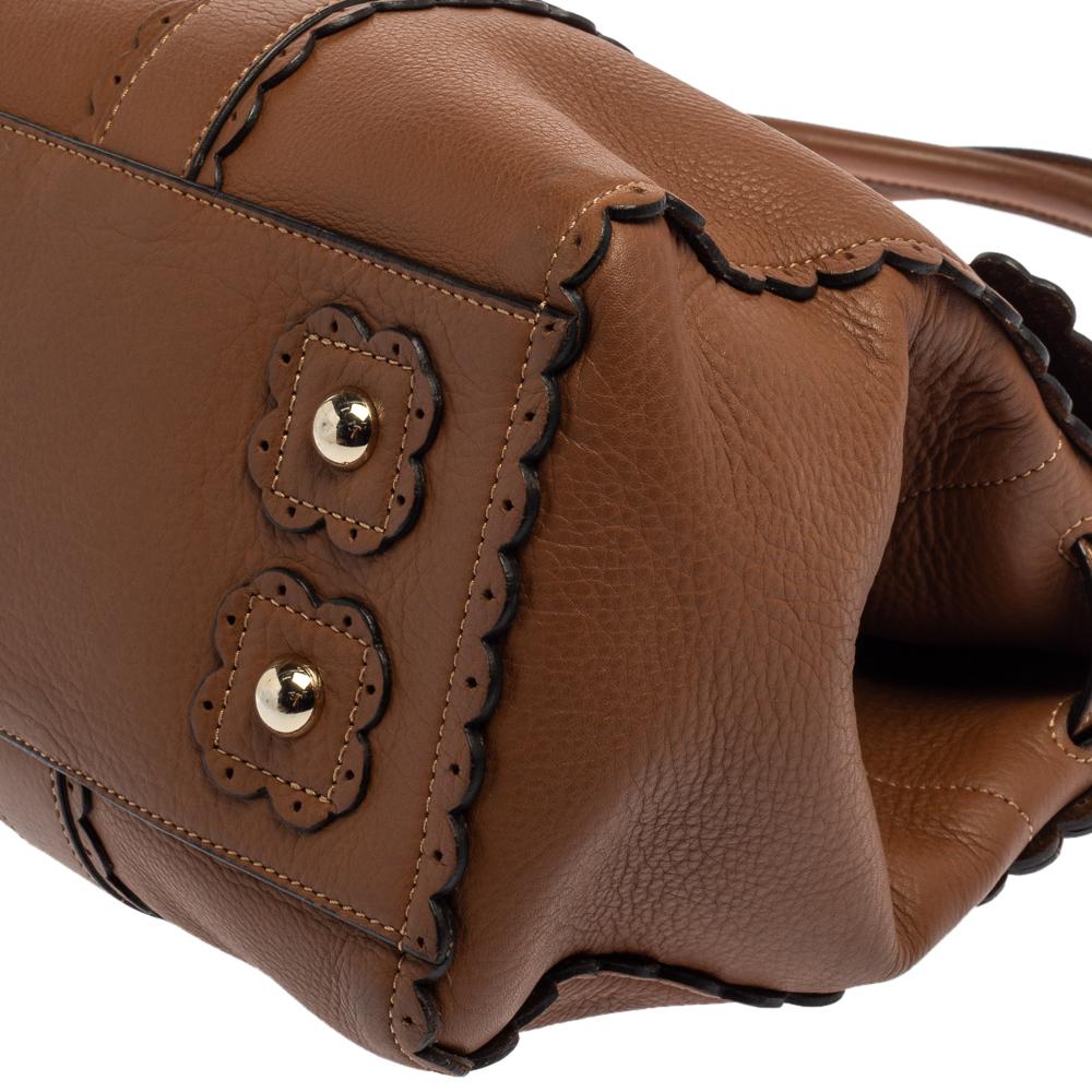 Mulberry - Sac à main Bayswater en cuir festonné marron 4