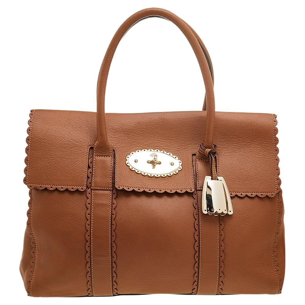 Mulberry Brown Scalloped Leather Bayswater Satchel