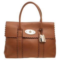 Used Mulberry Brown Scalloped Leather Bayswater Satchel