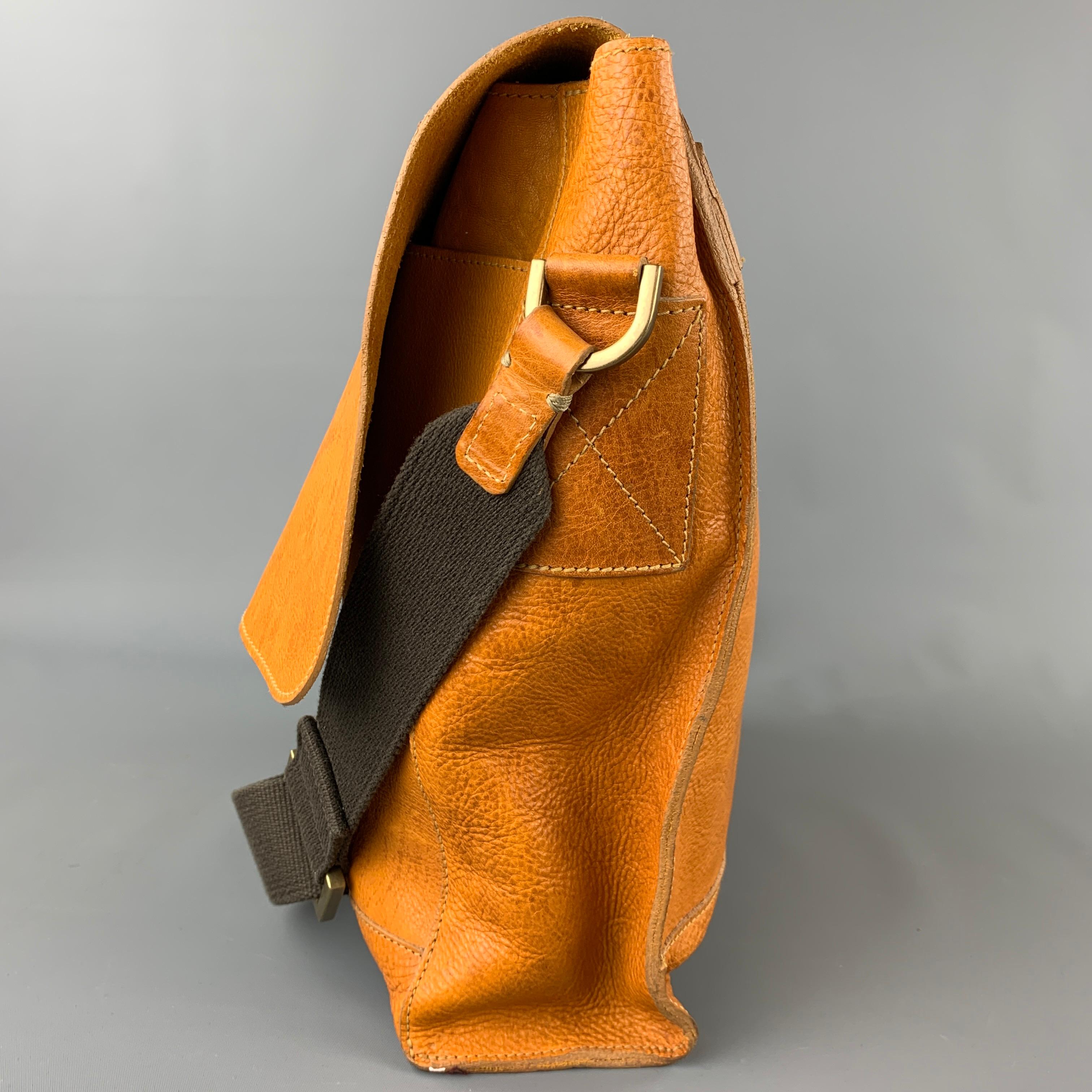 Orange MULBERRY Brynmore Mustard Khaki Distressed Leather Messenger Bag