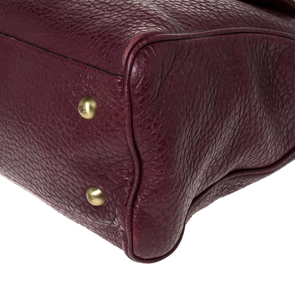 Mulberry Burgundy Grained Leather Polly Push Lock Tote 3