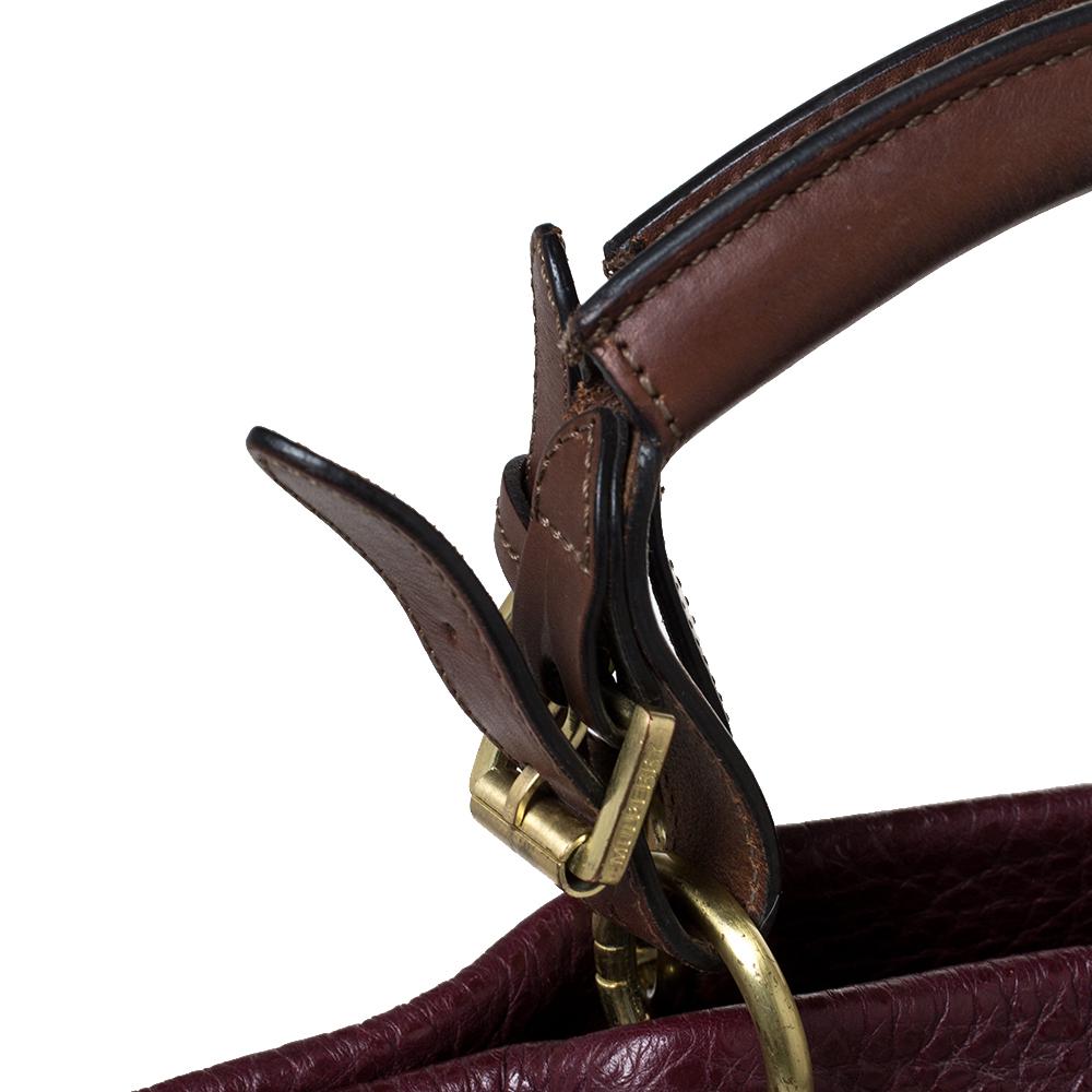 Mulberry Burgundy Grained Leather Polly Push Lock Tote 1