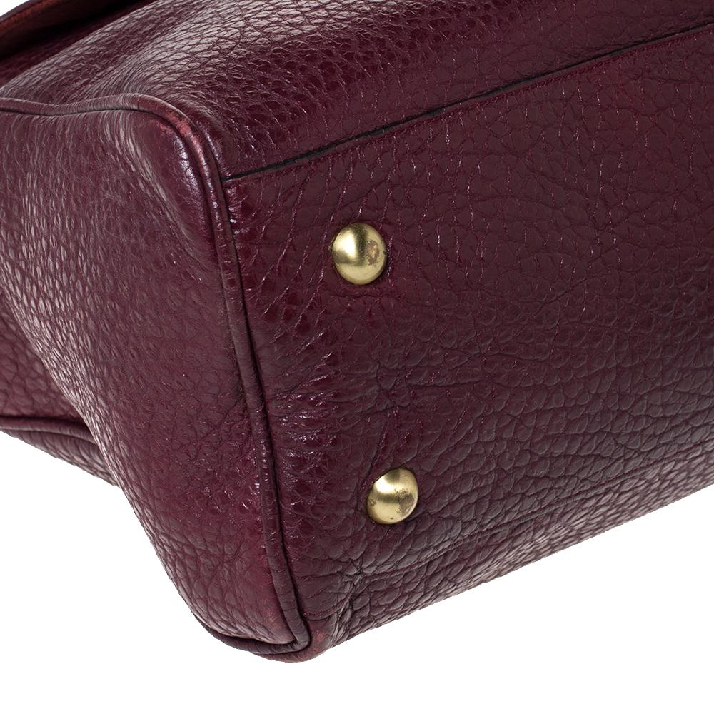 Mulberry Burgundy Grained Leather Polly Push Lock Tote 2