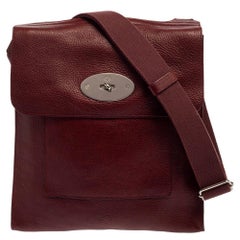 Mulberry Burgundy Leather Antony Messenger Bag