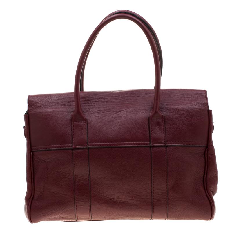 Black Mulberry Burgundy Leather Bayswater Satchel Bag