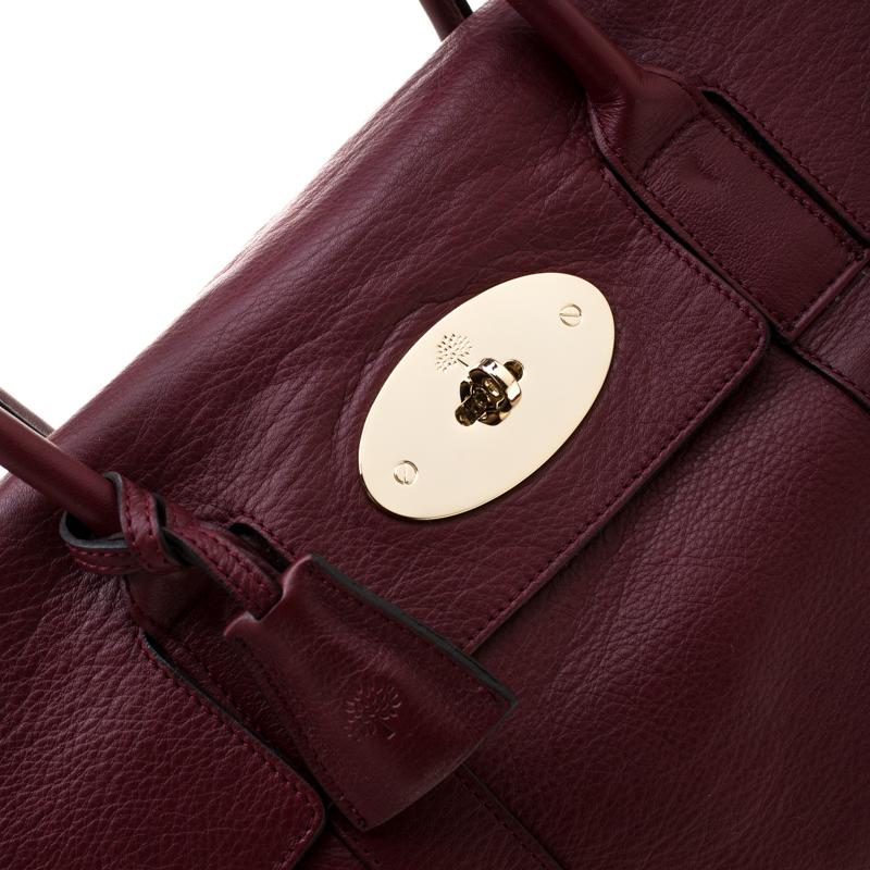 Mulberry Burgundy Leather Bayswater Satchel Bag In Excellent Condition In Dubai, Al Qouz 2