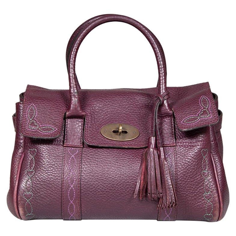 Mulberry Burgundy Leather Embroidered Bayswater For Sale