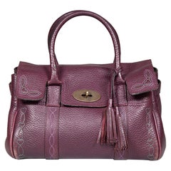 Mulberry Burgundy Leather Embroidered Bayswater