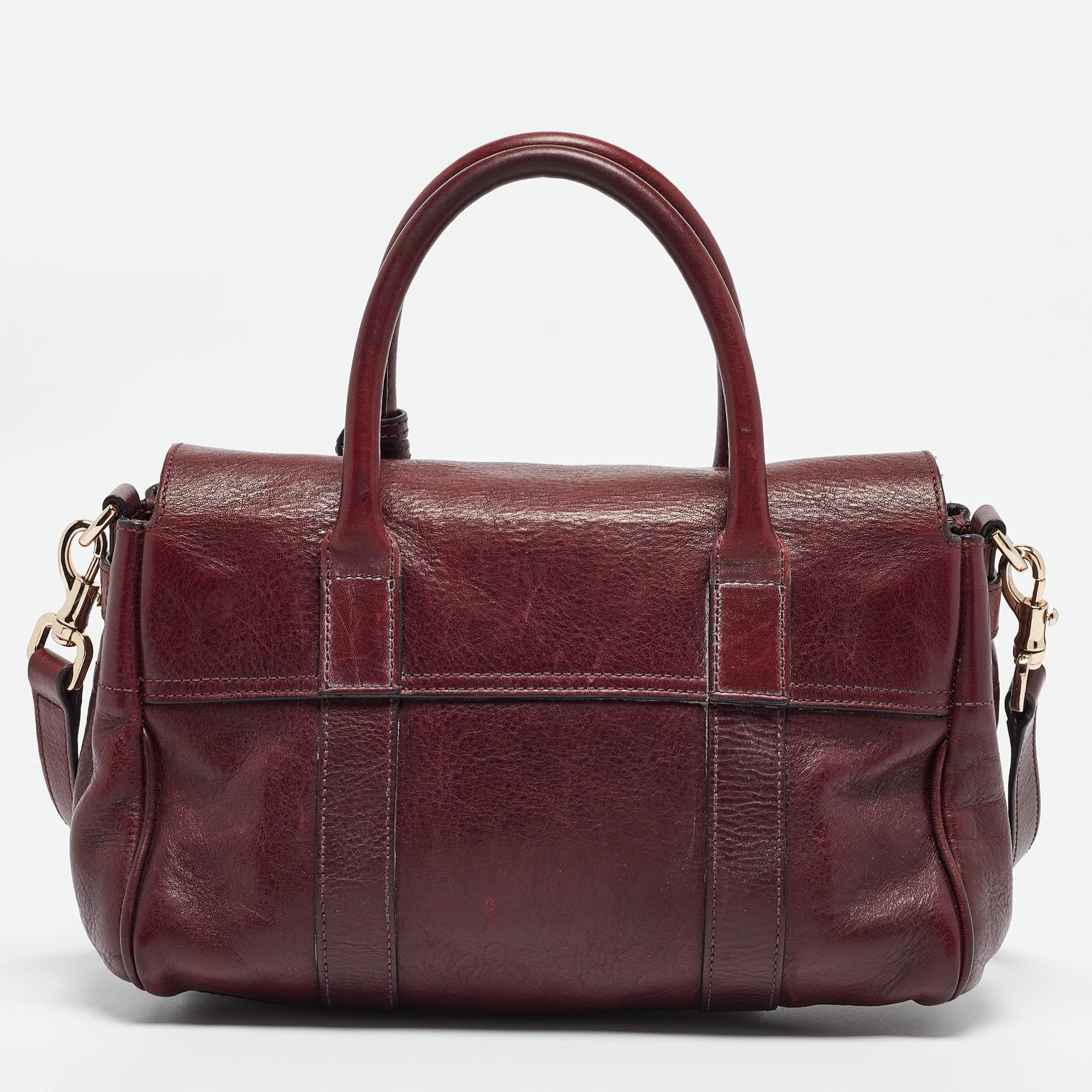 Mulberry Burgundy Leather Small Bayswater Satchel In Good Condition In Dubai, Al Qouz 2
