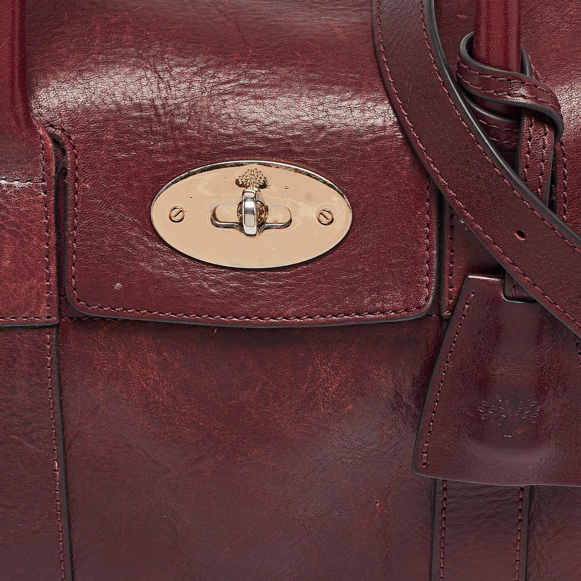 Women's Mulberry Burgundy Leather Small Bayswater Satchel