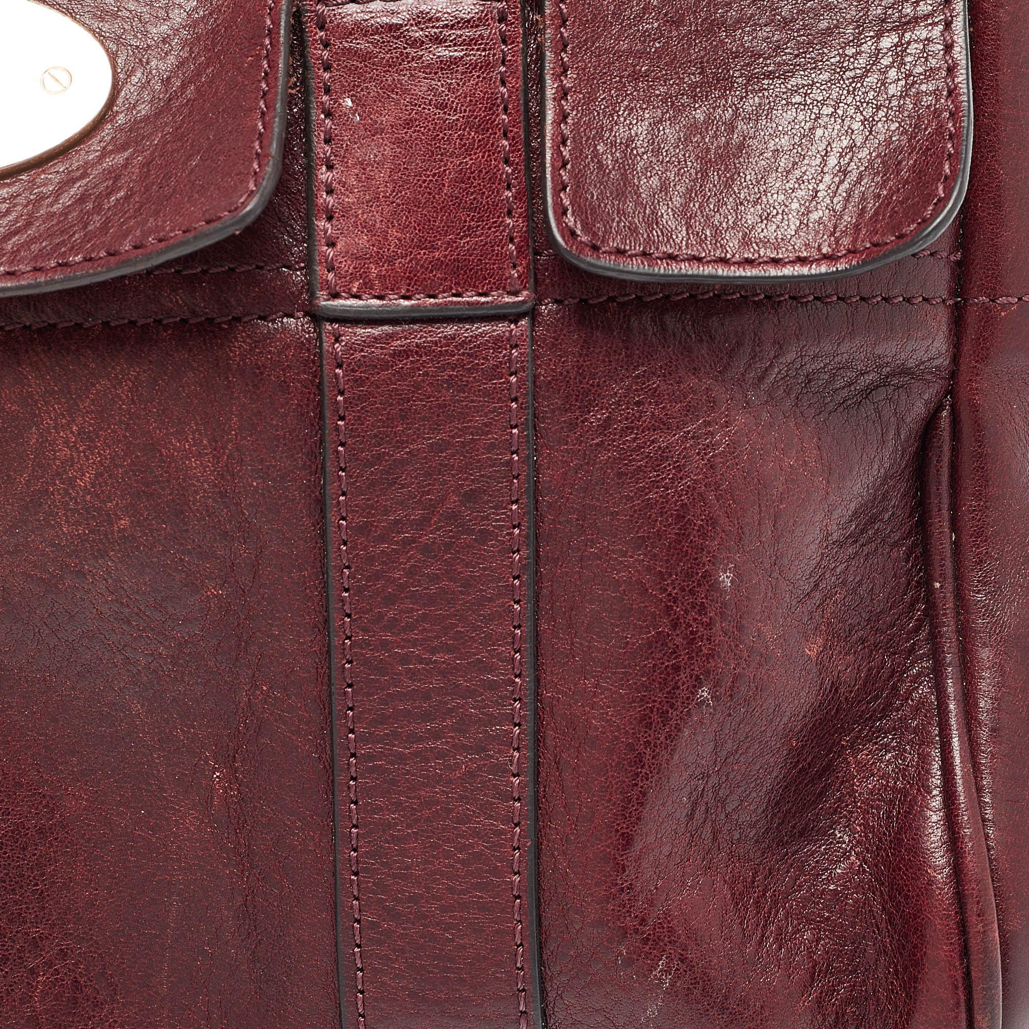 Mulberry Burgundy Leather Small Bayswater Satchel 1
