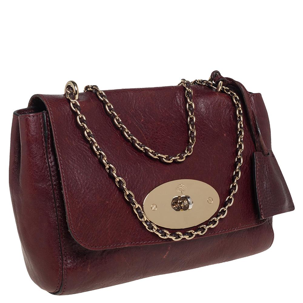 Black Mulberry Burgundy Leather Small Lily Shoulder Bag