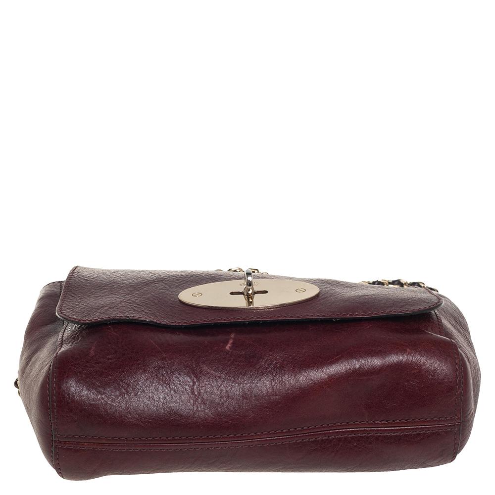 Mulberry Burgundy Leather Small Lily Shoulder Bag In Fair Condition In Dubai, Al Qouz 2