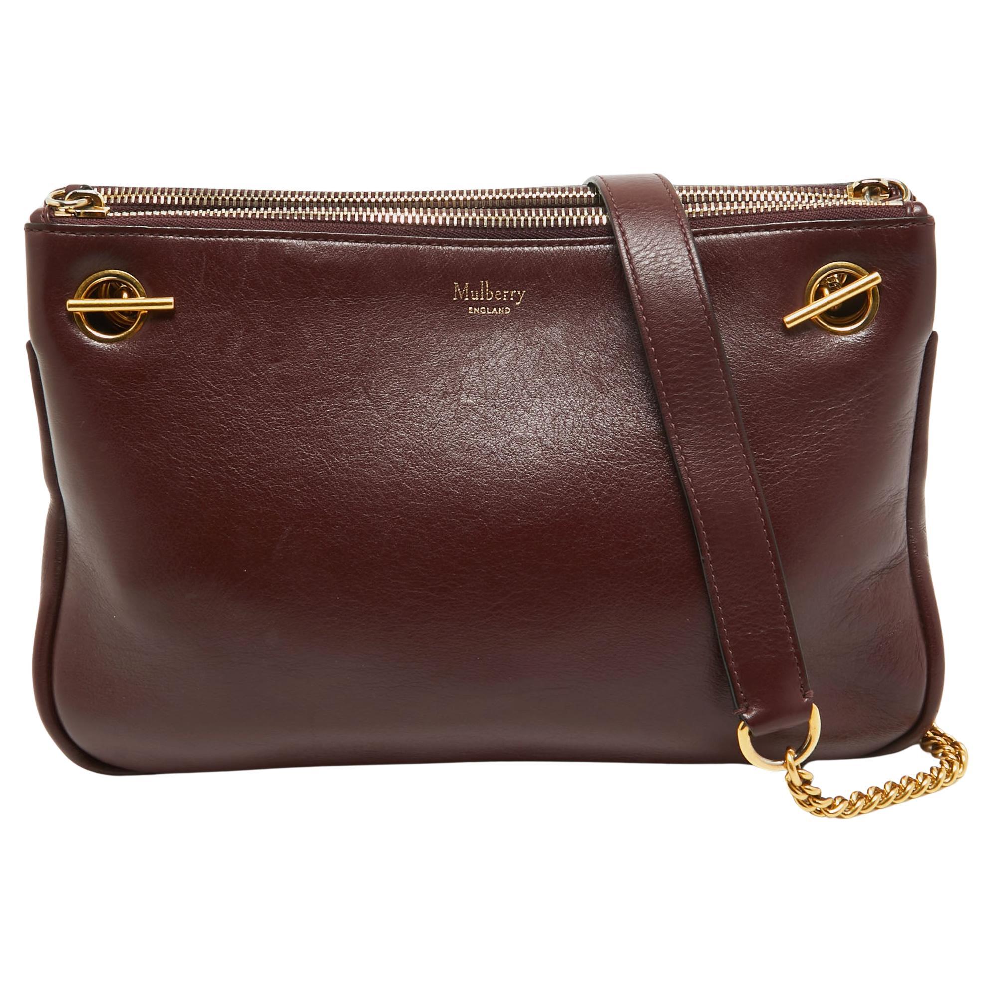 Mulberry Burgundy Leather Winsley Shoulder Bag For Sale