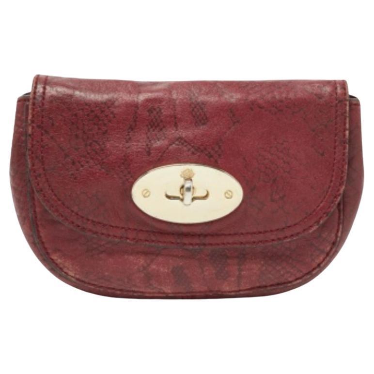Mulberry Burgundy Python Embossed Leather Lily Pouch