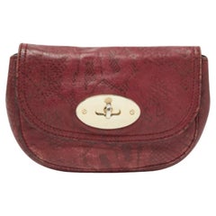 Mulberry Burgundy Python Embossed Leather Lily Pouch