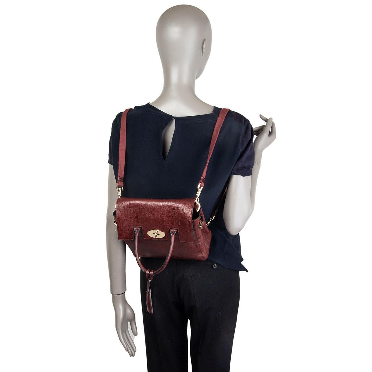MULBERRY + CARA DELEVIGNE burgundy leather MINI Backpack Bag In Excellent Condition In Zürich, CH